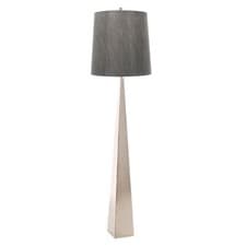 Image of Floor Lamp Steel Tapered Column Dark Grey Shade Polished Nickel LED E27 100W