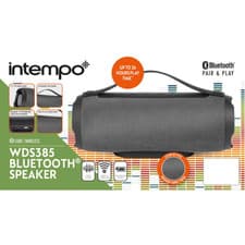 Image of Intempo Portable Bluetooth Speaker Black Wireless Fabric WDS385