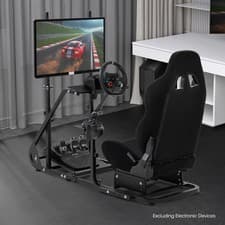 Image of Mokapit Racing Simulator Cockpit with Monitor Stand Black Seat Fit for Logitech