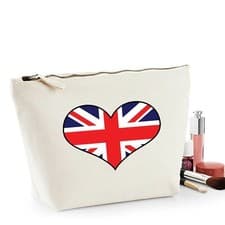 Image of UK Union Jack Heart Flag Gift Women's Makeup Bag Accessory Make Up Case