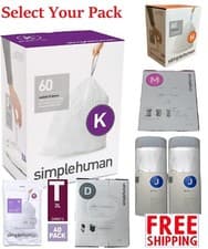 Image of Simplehuman Bin Liners H Code J size M Code T Code K Code D 20L 30L 35L 40L 45L