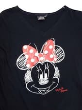 Image of New Women Disney Black Cotton Minnie Mouse Sketch T-Shirt Top Size 12 & 14 (S&M)