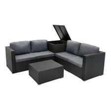 Image of Rattan Modular Garden Furniture Sofa Table Set With Cushions & Storage Boxes