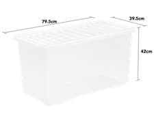 Image of 25L / 110L Clear Plastic Crystal Storage Box with Lid Stackable Nestable - UK