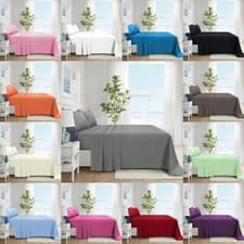 Image of ROOEE Full Flat Sheet Luxury Bed Sheets 100% Poly Cotton Single Double King Size