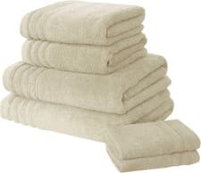 Image of Zero Twist Hand Towel So Soft Ribbed Woven Border Towel 100% Cotton 500GSM Cream