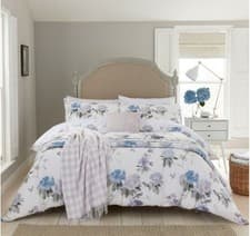 Image of Sanderson Options Rhodera Double Size Duvet Cover Set Amethyst 2 Oxford Pillowca