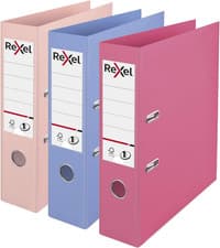 Image of Rexel Pastel Plastic A4 Lever Arch Files, 3-Pack (Pink, Blue, Peach), Patented N