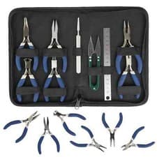 Image of 9pcs Jewellery Making Findings Beads Pliers Craft Tool Set Wire Cutters Kit Tool