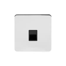 Image of Polished Chrome Flat Plate 1 Gang Telephone Master Socket BT Blk Ins Screwless