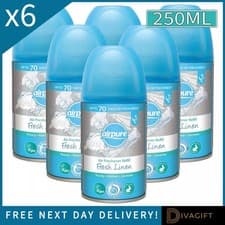 Image of 6 x AIRPURE FRESH LINEN AIR FRESHENER REFILL 250ML FOR HOME OFFICE KITCHEN NEW
