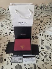 Image of Authentic Prada Small Saffiano Leather Bifold Wallet In Hot Pink BNIB