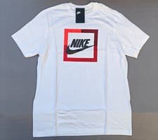 Image of Nike T-shirt Size Large Men's Open Bloc White Graphic Logo Cotton Short Sleeve