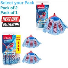 Image of Vileda SuperMocio XL 3 Action Microfibre Mop Replacement Head Refill Twin Pack