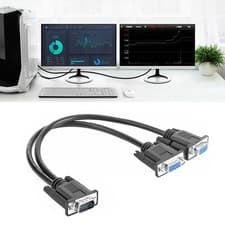 Image of 15 Pin 1 PC to 2 Monitor Dual Video Way VGA SVGA Extension Monitor VGA Splitter