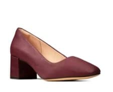 Image of New Clarks Sheer Rose Burgundy Interest leather Court Shoe Size UK 4.5 D / 37.5