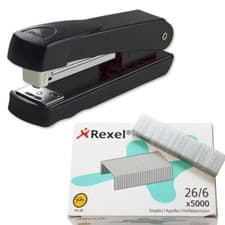 Image of Rexel Meteor Stapler In Black and/or Rexel No56 26/6 Staples Pack Of 5000