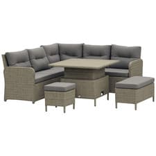 Image of Outsunny 6 PCs Rattan Garden Furniture Sectional Corner Sofa, Grey