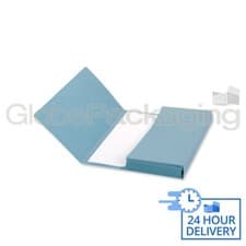 Image of 100 x BLUE FOOLSCAP HALF FLAP DOCUMENT WALLETS FOR A4 DOCS ETC. 24HR DEL