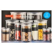 Image of Bodum PRESSO 12 Storage Jars with Lids Clear Durable Food Containers