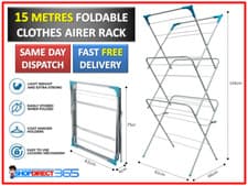 Image of 3 Tier Laundry Concertina Airer Dryer Rack 15M Clothes Horse Drying Space (33-2)