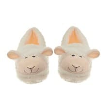 Image of Aroma Home Sherlie Sheep Faux Fur Heatable 3D Novelty Slippers - Free Size