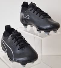 Image of PUMA evoKNIT KIDS JUNIOR Football Boots SG Soft Ground BLACK UK 10 EU 28 NEW