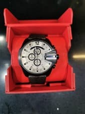 Image of Diesel Mega Chief Men's Watch DZ4290 Grey Steel Dial, Brown Leather Strap