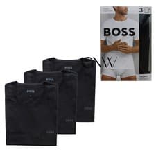 Image of BOSS MEN CREW NECK SHORT SLEEVE NEW LOGO T SHIRT 3 PACK BLACK/ WHITE Was £45