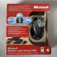 Image of Microsoft Wireless Laser Mouse 5000 Desktop & USB Receiver Metallic Black PC MAC