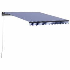 Image of Manual Retractable Awning 350x250 cm Blue and White