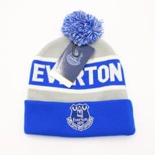 Image of Official Everton Text Cuff FC Bobble Hat - Royal Adult