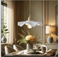 Image of White Ceramic Pendant Light Modern Hanging Lamp Dining Room Bedroom Living Room
