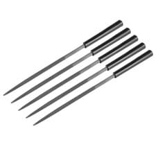Image of 5Pcs Second Cut Steel Round Needle File with Plastic Handle, 4mm x 160mm