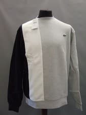 Image of Lacoste SH0169 Grey Colour Block Crew Neck Pullover Sweatshirt BNWT