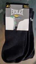 Image of NEW BOY'S EVERLAST BLACK TRAINER SOCKS SIZE 1-6 JUNIOR 3 PACK
