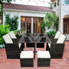 Image of 8 SEATER CUBE RATTAN GARDEN FURNITURE SET CHAIRS SOFA TABLE OUTDOOR PATIO WICKER