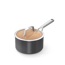 Image of Ninja Extended Life 18cm Ceramic Saucepan with lid, 18cm, Terracotta & Grey