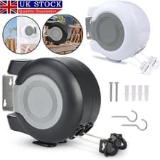 Image of 30m Retractable Clothes Reel Double Washing Line Wall Mounted Outdoor Drying New