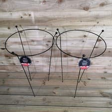 Image of 2 Pack Tom Chambers Black Metal Steel Garden Plant Support Ring 80cm x 45cm