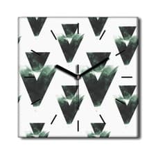 Image of Silent Clock Canvas Wall Art Double Triangles Green Modern Pattern Geometric