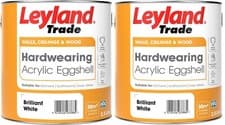 Image of Leyland Trade Acrylic Eggshell Hardwearing in Brilliant White 5L (2 x 2.5L)