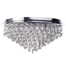 Image of Litecraft Ceiling Light Flush Mount With Crystal Effect Droplets - Polish Chrome