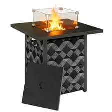 Image of Outsunny Square Propane Gas Fire Pit Table, Patio Heater with Lava Rocks