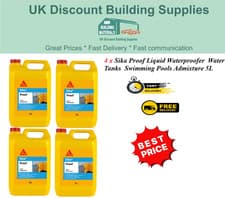 Image of 4 x Sika Proof Liquid Waterproofer Water Tanks Swimming Pools Admixture 5L