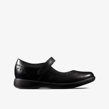 Image of Clarks Girls Etch Craft Kid Black Leather Mary Jane,School Shoes Leather School