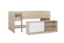Image of Leyton Wooden Cabin Bed Frame White & Oak Effect With 2 Drawers