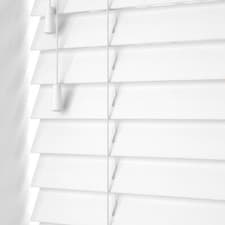 Image of WHITE FAUX WOOD STRING VENETIAN WOODEN BLIND MADE TO MEASURE - 5 YEAR GUARANTEE