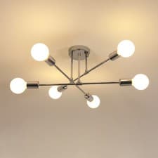Image of Retro Vintage Ceiling Light Silver Chandelier Bedroom Hallway 6-arm Ceiling Lamp