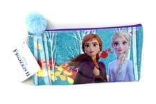 Image of Elsa Frozen Pencil Case Anna Olaf Zip Pom Pom Confetti Golden Leaf School Multi